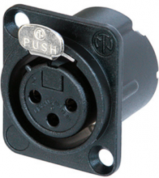 XLR panel socket, 3 pole, silver-plated, 2.5 mm², AWG 14, metal, NC3FD-LX-BAG
